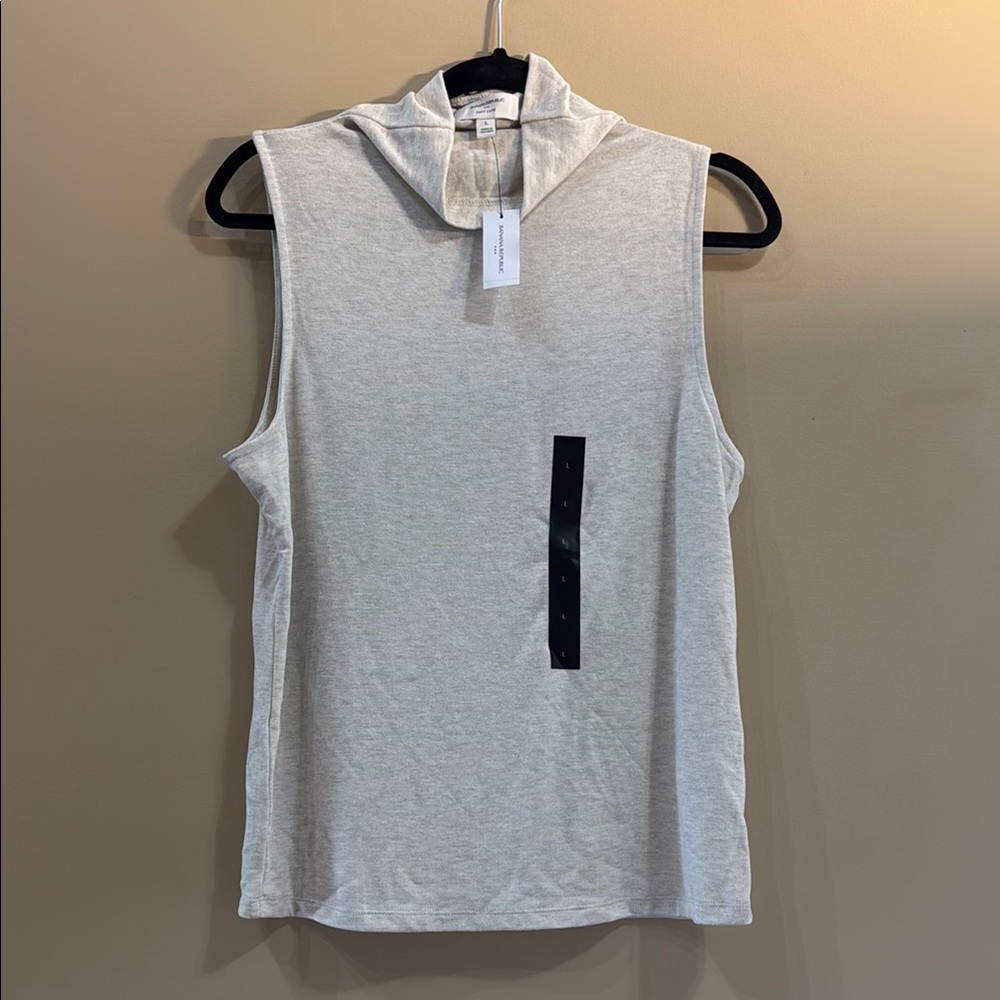 Banana Republic Oatmeal Sleeveless Mock Turtle Neck Blouse